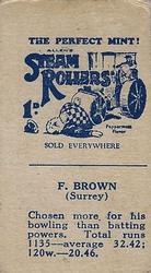 1932 Allen's Cricketers (Steam Rollers) #NNO Freddie Brown Back