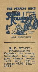 1932 Allen's Cricketers (Steam Rollers) #NNO Robert E.S. Wyatt Back