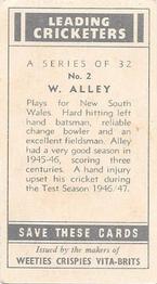 1948 Nabisco Leading Cricketers #2 Bill Alley Back