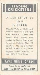 1948 Nabisco Leading Cricketers #8 Fred Freer Back