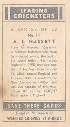 1948 Nabisco Leading Cricketers #11 Lindsay Hassett Back