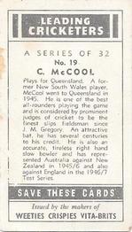 1948 Nabisco Leading Cricketers #19 Colin McCool Back