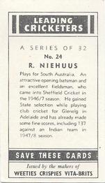 1948 Nabisco Leading Cricketers #24 Richard Niehuus Back
