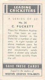 1948 Nabisco Leading Cricketers #26 Charlie Puckett Back