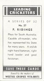 1948 Nabisco Leading Cricketers #27 Phil Ridings Back