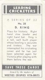 1948 Nabisco Leading Cricketers #28 Doug Ring Back