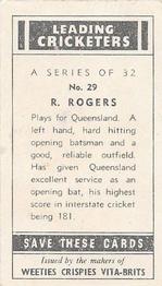 1948 Nabisco Leading Cricketers #29 Rex Rogers Back