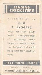 1948 Nabisco Leading Cricketers #30 Ronald Saggers Back