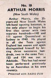 1947 Amalgamated Press Radio Fun Cricketers #10 Arthur Morris Back