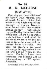 1947 Amalgamated Press Radio Fun Cricketers #18 Dudley Nourse Back