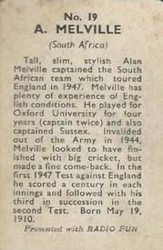 1947 Amalgamated Press Radio Fun Cricketers #19 Alan Melville Back
