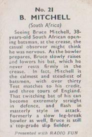 1947 Amalgamated Press Radio Fun Cricketers #21 Bruce Mitchell Back