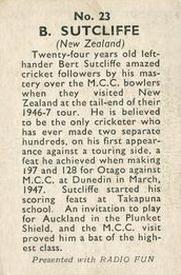 1947 Amalgamated Press Radio Fun Cricketers #23 Bert Sutcliffe Back