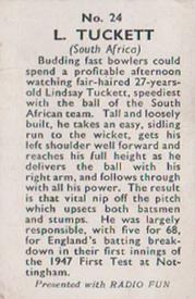 1947 Amalgamated Press Radio Fun Cricketers #24 Lindsay Tuckett Back