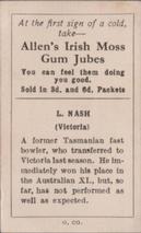 1934-35 Allen's Cricketers #12 Laurie Nash Back