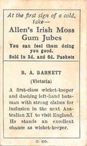 1934-35 Allen's Cricketers #25 Ben Barnett Back
