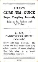 1936-37 Allen's Cricketers #4 Chuck Fleetwood-Smith Back