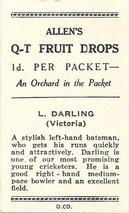 1936-37 Allen's Cricketers #5 Len Darling Back