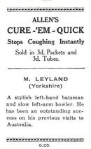1936-37 Allen's Cricketers #20 Maurice Leyland Back