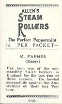 1936-37 Allen's Cricketers #25 Ken Farnes Back
