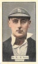 1936-37 Allen's Cricketers #31 Hedley Verity Front