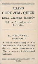 1936-37 Allen's Cricketers #35 Neil McCorkell Back
