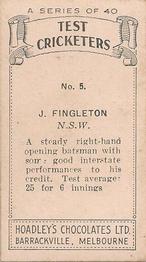 1936-37 Hoadley's Test Cricketers #5 Jack Fingleton Back