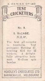 1936-37 Hoadley's Test Cricketers #9 Stan McCabe Back