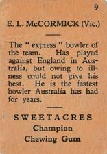 1938 Sweetacres Cricketers Caricatures #9 Ernie McCormick Back