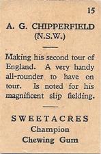 1938 Sweetacres Cricketers Caricatures #15 Arthur Chipperfield Back