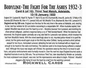 2005 Rockwell Bodyline The Fight for the Ashes 1932-3 #6 Third Test Match, Adelaide Back