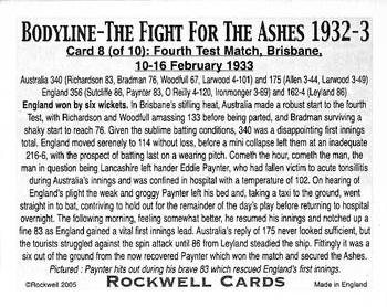 2005 Rockwell Bodyline The Fight for the Ashes 1932-3 #8 Fourth Test Match, Brisbane Back