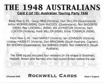 2006 Rockwell The 1948 Australians #2 Australian Touring Party 1948 Back