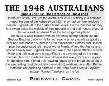 2006 Rockwell The 1948 Australians #4 The Defence of The Ashes Back