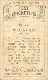 1938 Hoadley's Test Cricketers #30 Bill O'Reilly Back