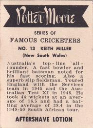 1951 Potter & Moore Australian Famous Cricketers #13 Keith Miller Back
