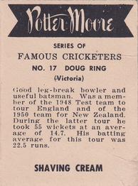 1951 Potter & Moore Australian Famous Cricketers #17 Doug Ring Back