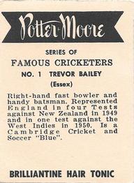 1951 Potter & Moore English Famous Cricketers #1 Trevor Bailey Back