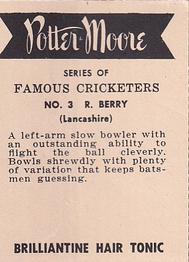 1951 Potter & Moore English Famous Cricketers #3 Robert Berry Back