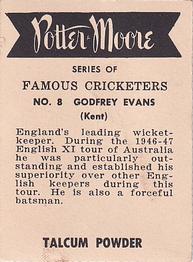 1951 Potter & Moore English Famous Cricketers #8 Godfrey Evans Back