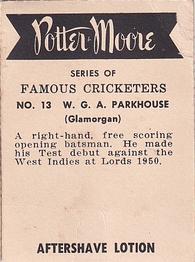 1951 Potter & Moore English Famous Cricketers #13 Gilbert Parkhouse Back