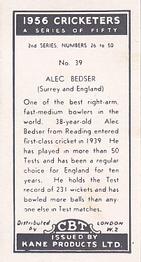 1956 Kane Products Cricketers Series 2 #39 Alec Bedser Back