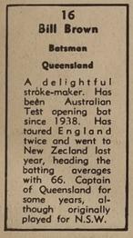 1951 Coles Australian & English Cricketers #16 Bill Brown Back