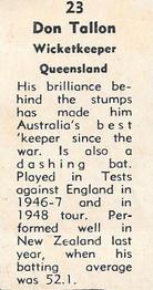 1951 Coles Australian & English Cricketers #23 Don Tallon Back