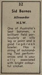 1951 Coles Australian & English Cricketers #32 Sydney Barnes Back