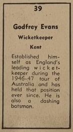 1951 Coles Australian & English Cricketers #39 Godfrey Evans Back