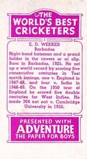 1956 D.C.Thomson The World's Best Cricketers (Adventure) #1 Everton Weekes Back