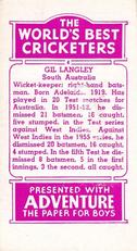 1956 D.C.Thomson The World's Best Cricketers (Adventure) #4 Gil Langley Back