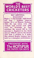 1956 D.C.Thomson The World's Best Cricketers (Hotspur) #4 Ray Lindwall Back