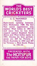 1956 D.C.Thomson The World's Best Cricketers (Hotspur) #10 Colin McDonald Back